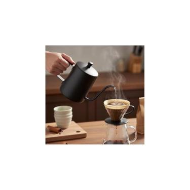 Imagem de Bule de Café em Aço Inox 350ml com Revestimento Antiaderente – Chaleira Bico de Ganso Premium para Café Especial e Chá – Design Elegante e Ergonômico