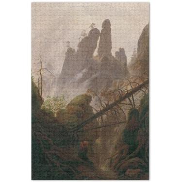 Imagem de Quebra-cabeça com paisagem rochosa Elba Sandstone Mountains para adultos, 1000 peças, decoração de arte, pintura personalizada, quebra-cabeça colorido, presentes para amantes de quebra-cabeças, 75 x