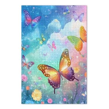 Imagem de Quebra-cabeças coloridos de borboletas para adultos, 1000 peças, quebra-cabeças legais com letras na parte de trás