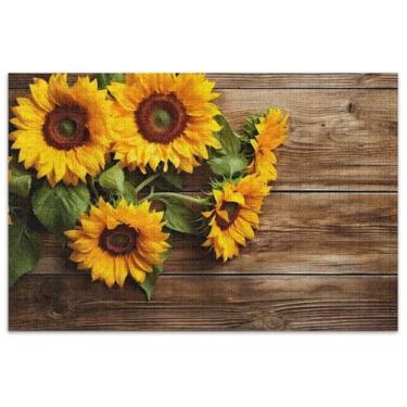 Imagem de Quebra-cabeça floral de girassol de madeira para adultos 1000 peças presentes de festa de elefante branco natureza quebra-cabeças pintura decoração