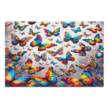 Imagem de Quebra-cabeça tie dye borboletas 1000 peças adulto, quebra-cabeças legais para adultos, jogos de família