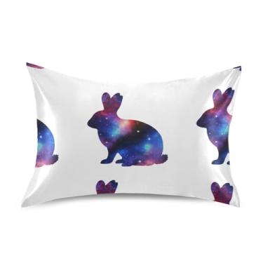 Imagem de Fronhas refrescantes fofas padronizadas king queen almofadas padrão chinelos cetim casa viver roupa de cama queen size 76.2 cm x 50.8 cm silhuetas coelhos branco bonito