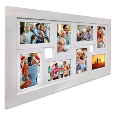 Imagem de Painel Quadro Multifotos Com Vidro 8 Fotos 10x15cm Para Parede- Painel Decorativo para Parede(Branco)