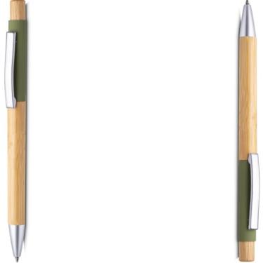 Imagem de Caneta Esferográfica em Alumínio Reciclado, Escrita Azul, Refil Parker, Corpo em Bambu, Ponta 0.8cm, Ambidestro, Durável (Kit 2 verde)