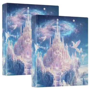 Imagem de Pacote com 2 fichários flutuantes de nuvens de castelo com organizador de fichário de trabalho para mulheres, 27 x 31,5 cm, material escolar estético