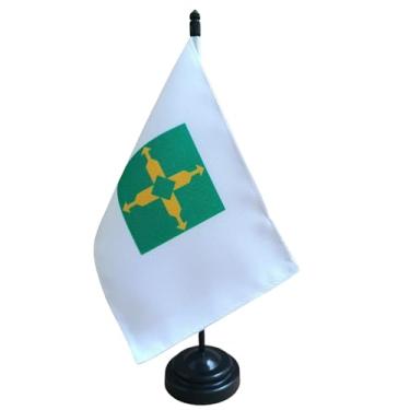 Imagem de Bandeira de Mesa Decorativa do Distrito Federal, Dupla Face, 19x13cm, Base Preta, Altura 26cm, Oxford, para Escritório e Eventos
