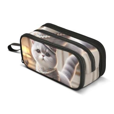 Imagem de TSENQUE Bolsas para lápis, estojo com zíper, grande, elegante, gatinho, fofo, armazenamento de gatos, bolsas para adolescentes, meninas, canetas, meninos, impressões artísticas, volta às aulas