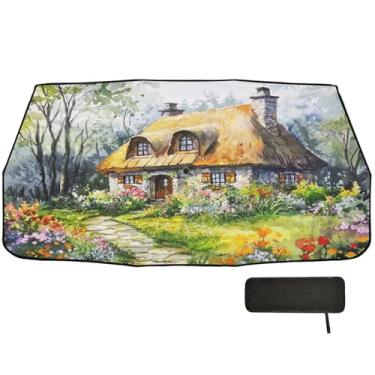 Imagem de Guarda-sol para para-brisas automotivos para jardim de chalé charmoso, cobertura completa, guarda-sol para carro, 147 x 75 cm, janela de para-sol para carro