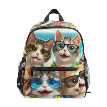 Imagem de GAIGEO Cute Kitten Cats Animal Mini Toddler Backpack Small Boys Backpack with Front Pocket, Safety Whistle for Ages 3-8
