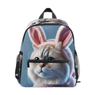 Imagem de GAIGEO Cute Kitten Bunny Cat Children's Backpack with Whistle, Adjustable Chest Strap, Toddler Boy Backpack Lightweight & Compact for Ages 3-8