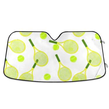 Imagem de Raquetes de ténis, branco, personalizado, pára-brisas para carro, para-sol, engraçado, dobrável, para proteção de janelas dianteiras, retrátil, M, 139,7 x 70,1 cm