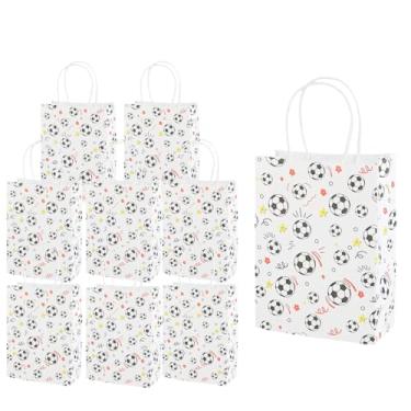 Imagem de Zanceamy Pacote com 24 sacos de presente com temas esportivos, futebol, basquete, sacolas de papel de lembrancinha de beisebol com alças, sacolas de papel reutilizáveis para festa temática esportiva
