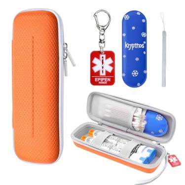 Imagem de Krypthos Estojo de transporte portátil EpiPen, bolsa médica de emergência para 2 EpiPens ou inalador de asma, medicamentos para alergias, estojo de viagem para diabetes e muito mais para esportes de