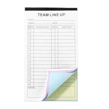Imagem de 120 páginas de cartas de linha de beisebol/softball, 4,53 x 20,3 cm, folhas de linha de cópias sem carbono em 4 partes para 16 jogadores, acessórios de treinamento para softball, beisebol, jogos