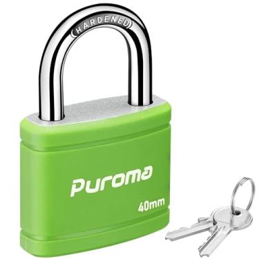 Imagem de Puroma Cadeado com chave com 2 chaves iguais, trava de armário de 2,9 cm 40 mm Fechaduras resistentes para armário de ferrolho de portão, caixa de ferramentas, armário de academia escolar (verde)