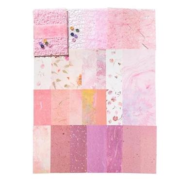 Imagem de 26 folhas de papel decorativo de cores sortidas com tons de renda e padrões de grade para agenda, diário, bolsa de alfinetes, artesanato DIY
