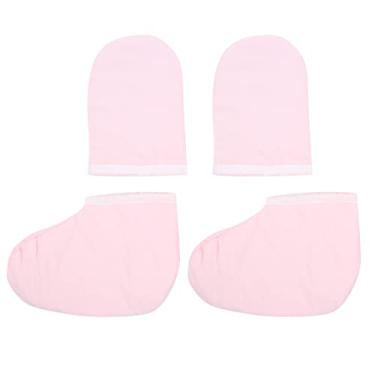 Imagem de Cryfokt Luvas Isoladas para Terapia de Parafina Conjunto de Cobertura para Pés Forro de Algodão de Poliéster Macio e Quente para Uso Doméstico Em Spa Profissional Rosa 1 par de Luvas 1 par de Botas