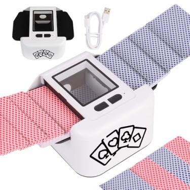 Imagem de Buldoospok Baralhador automático de cartões, 1-2 baralhos silenciosos e 2000 mAH USB-C recarregável, embaralhador de cartões automático/manual de um clique para UNO Poker Blackjack Skip-Bo Phase 10