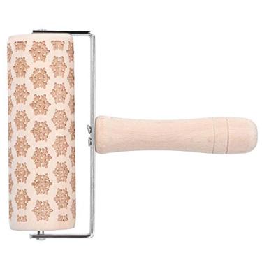 Imagem de GLOGLOW Rolo de Massa de Natal, Rolo de Massa Gravado Em Madeira, 15x18cm, para Biscoitos, Doces, Pizza, Produtos de Cozimento de Férias (pequeno floco de neve)