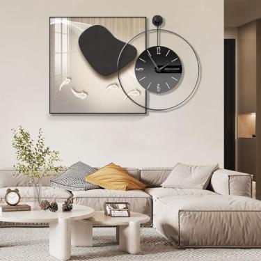Imagem de Relógio de parede de metal, pintura decorativa para sala de estar, 3D, sem tique-taque, silencioso, pendurar na parede, relógio de parede moderno, operado por bateria, para quarto, cozinha, escritório