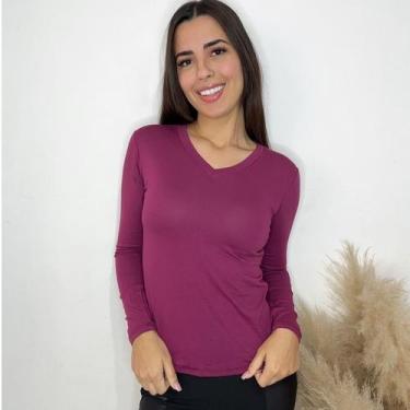 Imagem de Blusa de frio Feminina Gola V Manga Longa casual, inverno - GK TODA BE