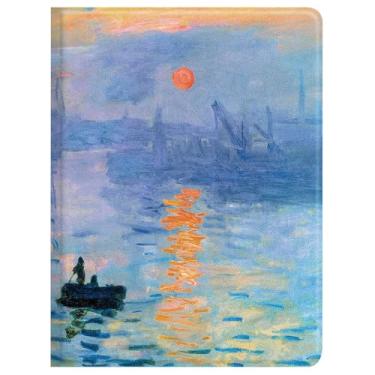 Imagem de Berkin Arts Capa para iPad Pro 2ª/3ª/4ª geração (11 polegadas) Capa fólio 2022 2021 2020 capa de couro premium impressão nascer do sol Monet icônica cena portuária com névoa (impressão nascer do sol