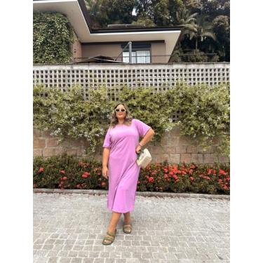 Imagem de Vestido Soltinho de Moletinho Plus Size Wendy Lilás Rosado, G1, Lilas 