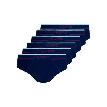 Imagem de Kit com 6 Cuecas Slip Lupo 624-003, Azul marinho, M