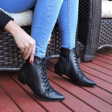 Imagem de Coturno Feminino Bico Fino Dina Mirtz, 35, Preto