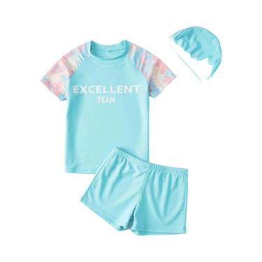 Imagem de Maiô Infantil De Secagem Rápida Com Manga Curta E Divisão Para Meninos