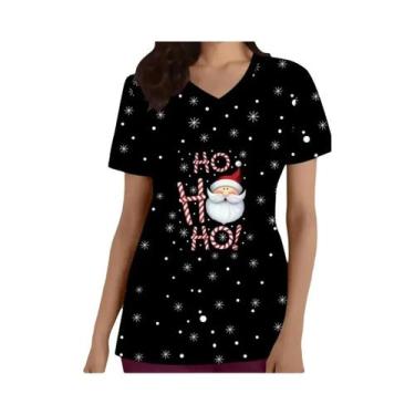 Imagem de Camisetas Adultas Com Decote Em V Tamanhos S-3XL Roupas De Trabalho Ta