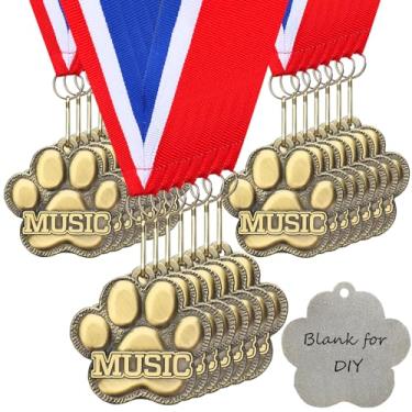 Imagem de Trnayi 20/40 peças de medalhas de impressão de pata para prêmios, medalhas de ouro, participação em equipe vencedora em massa para competições de torneios de prêmios de troféus (20 peças, música)