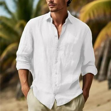 Imagem de Camisa Casual Masculina De Tamanho Grande Com Patchwork, Cor Sólida, A