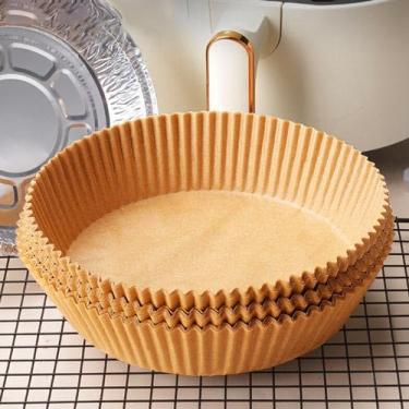 Imagem de Kit 50 Formas Descartáveis para AirFryer 20cm Redonda Antiaderente Prático Ideal para Cozinhar Assar com Faciliadade Carnes Frangos Batatas Legumes Cozimento Saudável