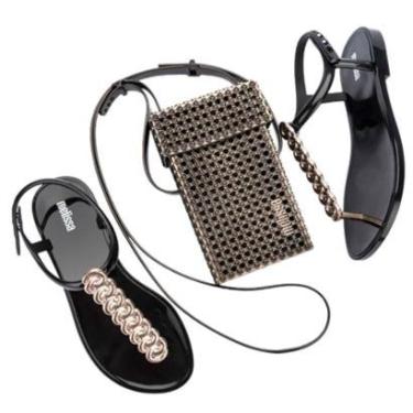 Imagem de Sandália Feminina Rasteira Cromada Melissa Strass 33823-Feminino