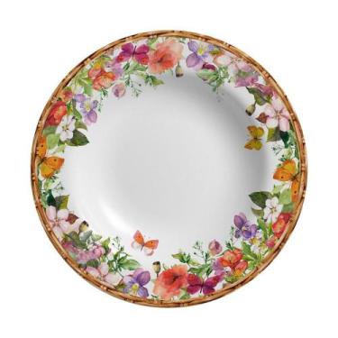 Imagem de Conjunto Prato Fundo 6 Pçs Flores Rattan - Alleanza, 24,5x24,5x3,5, Ma