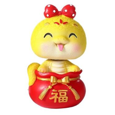 Imagem de Estatuetas de cobra de desenho animado, realista, em resina, estatueta em miniatura, presente de ano, cabeça balançando carro (estilo 5)