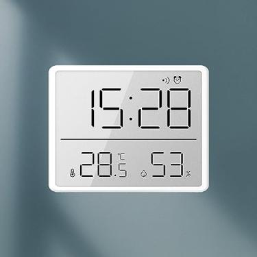Imagem de Relógio de Alarme Digital com Tela LCD Display Temperatura e Umidade Eletrônico para Casa Quarto Escritório