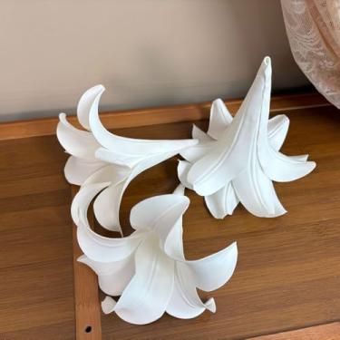 Imagem de Doment 30 peças de flores artificiais brancas datura 17 cm cabeças de flores falsas grandes para artesanato faça você mesmo, decoração de bolos, festa de casamento, decoração floral para casa