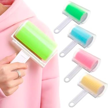 Imagem de Kit com 4 Rolo Tira Pelos Fiapos e Sujeira Rolinho Adesivo Para Roupas Sofás Cadeiras Lavável 100% Reutilizável com Estojo