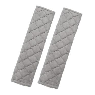 Imagem de 2 peças capa de cinto de segurança universal para carro de pelúcia ajustável almofadas de cinto de segurança de carro ombreiras 、acessórios interiores de carro、universal (cinza)