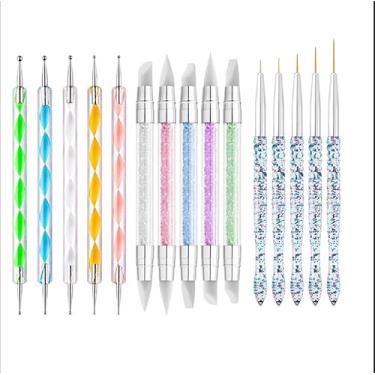 Imagem de 10 peças de caneta de escultura de silicone e ferramenta de pontilhamento - pincéis de ponta dupla para arte de unhas, design de unhas 3D, manicure e decoração DIY, acrílico, géis