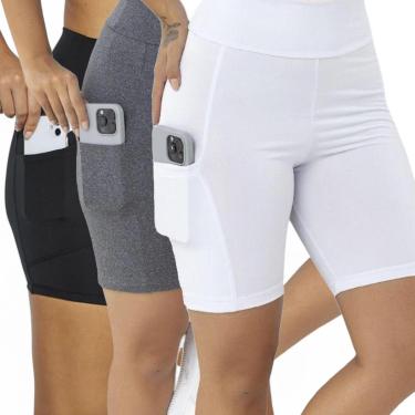 Imagem de KIT 3 SHORTS Bermuda Leg Legging LISO com BOLSO Suplex Reforçado Fitness Academia Yoga 1055-Feminino