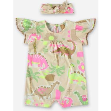 Imagem de Macaquinho Infantil Menina Curto Malha  Up Baby Dinossauro-Feminino