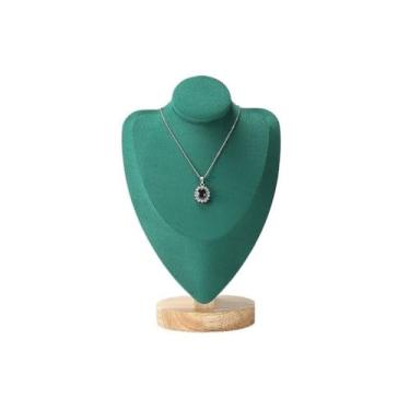 Imagem de x3anggyt5 Elegante expositor de colar de madeira criativo adereços de joias vintage loja especial organizador de prateleiras de mão (verde, pequeno)