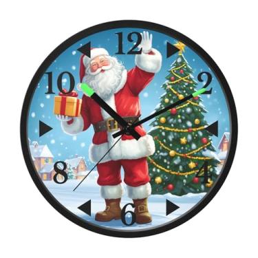 Imagem de STAYTOP Relógio de parede LED de Papai Noel para quarto com brilho noturno, relógios de parede silenciosos de 30 cm para decoração de sala de estar, controle de som, relógio de parede moderno que