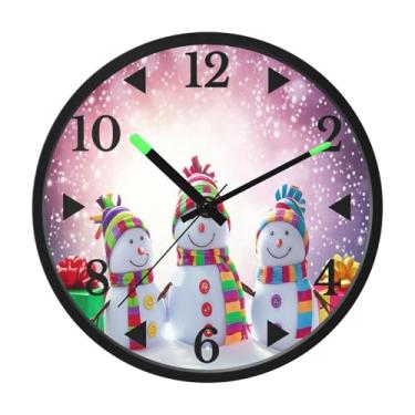 Imagem de STAYTOP Lindo boneco de neve de Natal relógio de parede LED para quarto com brilho noturno, relógios de parede silenciosos de 30 cm para decoração de sala de estar, controle de som, relógio de parede