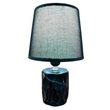 Imagem de Abajur De Mesa Luminaria Decorativo Quarto Sala Criado Mudo Cristal Com Led 42cm 28cm(01 ABAJUR CERAMICA PRETO 01)