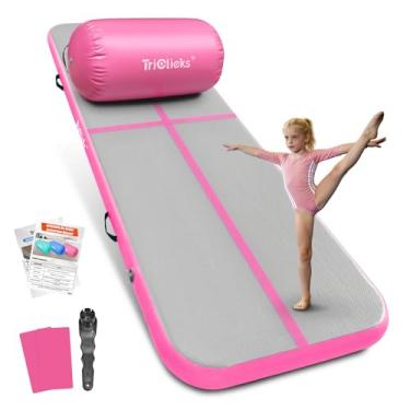 Imagem de Triclicks Tapete inflável de ginástica com tapete octogonal de cilindro de ar para uso em casa e academia