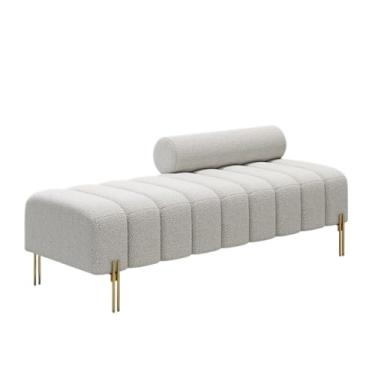 Imagem de Banqueta de sofá de tecido moderno para sala de estar, quarto, closet, decoração de cama (pequena)